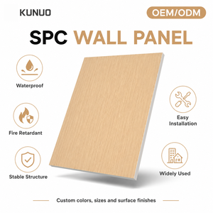Panneau mural SPC aspect bois naturel, imperméable et résistant à l'humidité, revêtement mural pour salon, fond de télévision, salle de sport - Product Image 1