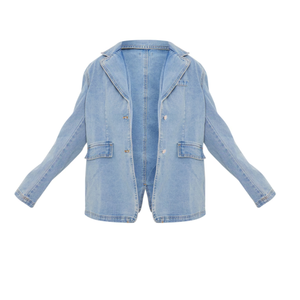 Veste universitaire de motard en cuir avec garniture en fourrure délavée grise personnalisée pull d'hiver surdimensionné pour Femme chemises en Jean Bomber de style général pour femmes - Product Image 4