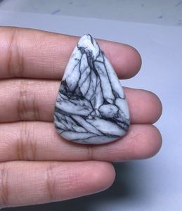 Cabochon de Jaspe Pinolithe Naturel, Pierre Précieuse en Cristal pour Création de Bijoux, Fourniture de Pierres de Guérison, Blanc et Noir - Product Image 3