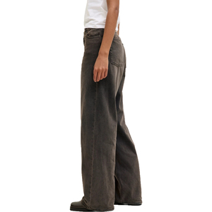 Pantalones Cargo de Mujer de Cintura Alta y Pierna Ancha, Color Liso, Lavado a la Piedra, 100% Poliéster, Ajuste Regular, Largos, Estilo Verano, con Cordón - Product Image 3
