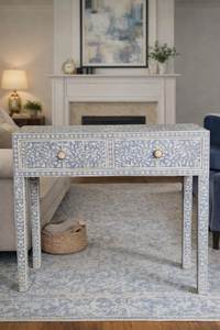Contemporary Bone Inlay <b>Console</b> <b>Table</b> With Intricate Mosaic Design For Elegant Home Furniture Collection - Product Image 5