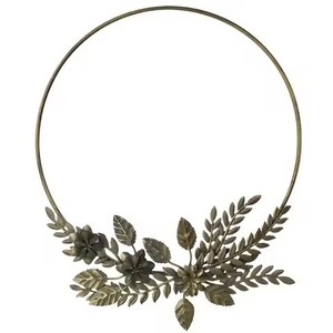 Flower Design Modern Metal <b>Wire</b> <b>Wreath</b> Wall Hanging Rustic Indoor Christmas Decoration Leaves Design Garland <b>Wreath</b> - Product Image 3