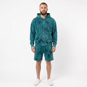Custom <b>Men's</b> <b>Hoodie</b> <b>And</b> <b>Shorts</b> <b>Set</b> Cotton Fleece Two Piece Casual Streetwear Outfit With Screen Print Graphic Elastic Waist - Product Image 1