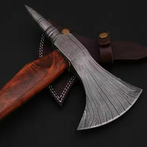 Damascus Steel Tomahawk <b>Axe</b> With Wooden Handle For Survival Use Multi-Purpose Use Silver Color Wooden Handle Climbing - Product Image 1
