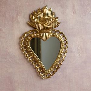 Sacred Milagro Heart Brass <b>Wall</b> Mirror <b>Set</b> Shabby Chic Traditional Home Decor Indoor Living Room Easter Ornament 100% Handmade - Product Image 4