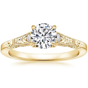 Anillo de Compromiso de Oro Blanco de 14K con Diamante Cultivado en Laboratorio de 1.75 CT, Corte Redondo, Diseño de Filigrana Grabada en el Hombro, para Mujer - Product Image 3