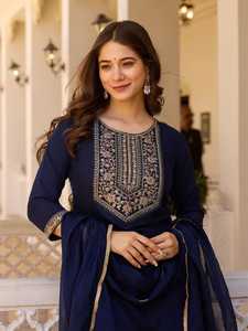 Ensemble Salwar Kameez brodé et entièrement cousu pour femme Leranath Fashion, avec châle tricoté à motifs géométriques, tenue ethnique vintage - Product Image 5