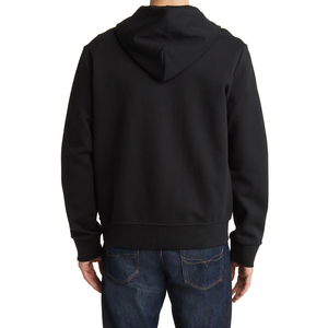 Black Men's 100% Cotton Full-<b>Zip</b> Hoodie Regular Fit Breathable Winter Streetwear Patched Design - Product Image 5