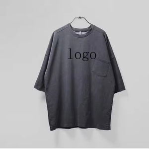 Custom <b>logo</b> Drop Shoulder Vintage Fade Tee Half Sleeves Oversized Men Blank Washing Oversized T-shirt - Product Image 3