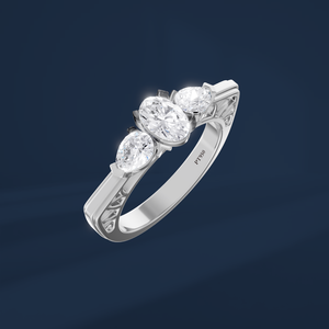 Bague de fiançailles pour femme en platine PT950 avec diamants ovales de laboratoire certifiés IGI, style classique - Product Image 3