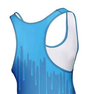 Maillot de lutte unisexe respirant et écologique 2026, couleur personnalisée, imprimé par sublimation, double bretelle, col en V, ajusté, 260g, devant - Product Image 5