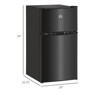 Mini Frigorifero Nero da 3,2 Cu.Ft con Doppia Porta, Design Freezer Superiore, Raffreddamento Diretto, Termostato Regolabile, Porta Reversibile, Nuovo - Product Image 3