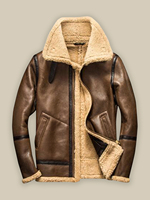 Veste d'hiver chaude pour homme, doublée de fourrure, style aviateur B3, en peau de mouton véritable, fermeture éclair, fabrication OEM.