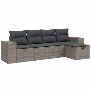Grand ensemble de canapés de jardin en polyrotin gris avec structure en acier thermolaqué – Mobilier d'extérieur haut de gamme - Product Image 2