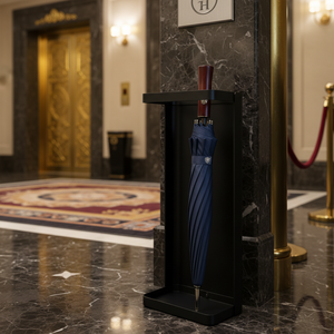 Porte-parapluies moderne en acier thermolaqué, mobile et autoportant, pour usage domestique et commercial - Product Image 1