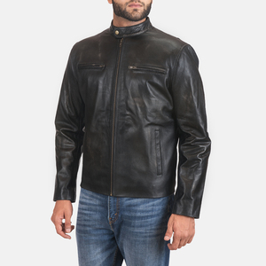 Chaqueta de Cuero para Hombre en Negro con Capucha, Chaqueta de Cuero Personalizada, Chaquetas de Cuero de Oveja Originales con el Mejor Diseño - Product Image 3