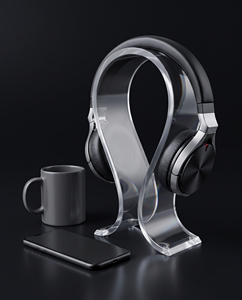 Best Sales Clear Acrylic Custom Logo OEM Available Earphone Headset <b>Hanger</b> Holder <b>Headphone</b> Desk Display Stand for 3C Shop - Product Image 1