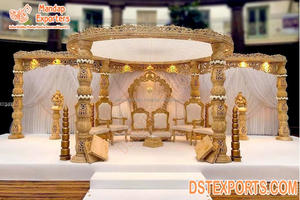 มณฑปไม้แกะสลักลายราชมหารามาห์ สำหรับงานแต่งงานแบบอินเดีย  พร้อมเสาประดับรูปนกยูง  นำเข้าจากนิวซีแลนด์ - Product Image 2