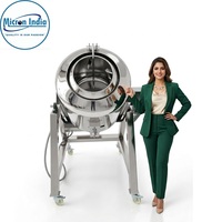 Micron India Machine de torréfaction rotative automatique robuste au GPL, en acier inoxydable, pour noix, graines et café, avec couvercle en verre, 440V
