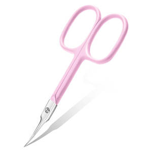 Ciseaux à cuticules extra fins et courbés, super minces, professionnels, petits ciseaux avec pointe précise, couleur rose - Product Image 1