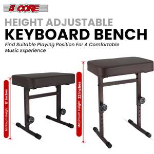 Adjustable <b>Padded</b> Piano Bench 3-Inch <b>Cushioned</b> Keyboard Stool Folding Portable Guitar <b>Seat</b> - Product Image 3
