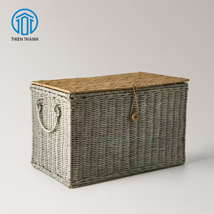 Cesta de Almacenamiento de Mimbre de Dos Tonos Hecha a Mano con Tapa, Cesta para Juguetes, Organizador Elegante para el Hogar, de Alta Calidad y Nuevo Diseño, Superventas - Product Image 3