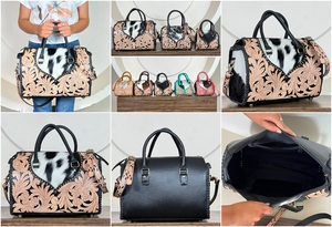 Bolsa de Viaje Deportiva de Cuero Genuino con Diseño Floral Vintage, Hecha a Mano, Nueva, para Gimnasio, Viajes, Fin de Semana, para Mujer - Product Image 2