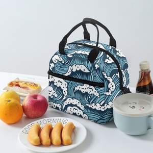Sac de pique-nique pour enfants à motif de vagues bleues, impression à la demande, dropshipping, sac à lunch polyvalent, sac isotherme compact pour enfants - Product Image 3