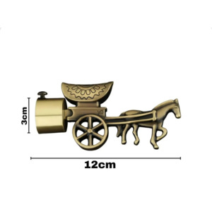 Handmade <b>Curtains</b> Rod Brackets Brass Antique Horse Carriage - Product Image 2