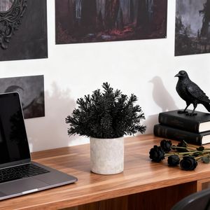 Set di 3 Piante Artificiali di Eucalipto Nero per Decorazioni di Halloween e Scrivanie di Casa e Ufficio - Product Image 5