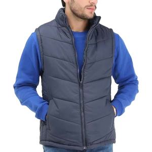 Veste matelassée pour homme avec logo personnalisé, coupe ajustée, sans manches, fermeture éclair intégrale, style streetwear, vestes d'hiver pour homme - Product Image 1