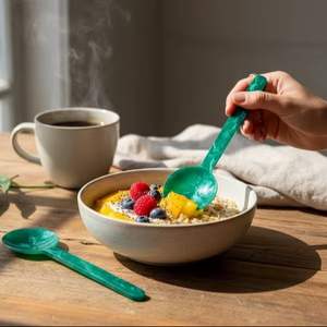 Juego de utensilios de cocina de resina con mango de cuentas para servir ensaladas, cuchara y tenedor, herramientas para mezclar alimentos, vajilla para comedor, proveedor mayorista - Product Image 2