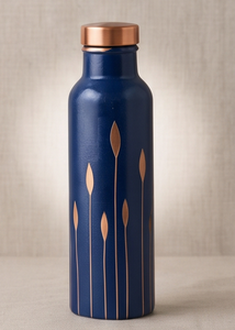 Botella de Agua de Cobre Esmaltada Artesanal con Diseño Botánico de Lujo, Estilo Ayurvédico, Ecológica, para Bebidas - Product Image 2