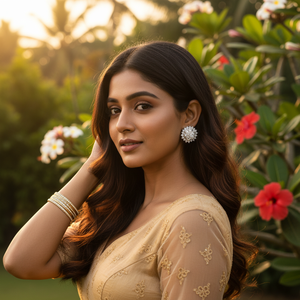 Magnifiques boucles d'oreilles clous en forme de fleur avec diamants, élégance scintillante, en argent sterling 925, pour femmes et jeunes filles, à porter lors de mariages. - Product Image 5