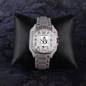Montre de luxe tendance et élégante avec diamants en moissanite, boîtier en acier inoxydable, cadran en cristal saphir, mouvement à quartz ETA - Product Image 1