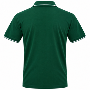 Polo Verde Oscuro para Hombre con Ribete Blanco en Contraste, Manga Corta, Tela Transpirable, Uniforme Deportivo Informal - Product Image 2