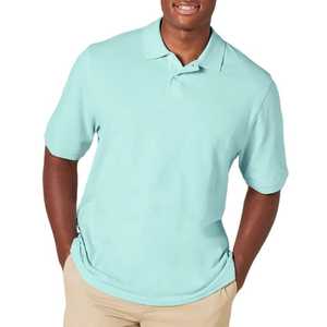 Chemise Homme Bleu Clair à Manches Courtes 100% Coton Jersey Coupe Oversize Décontractée Unie Anti-Plis 280g Col Tricoté - Product Image 1