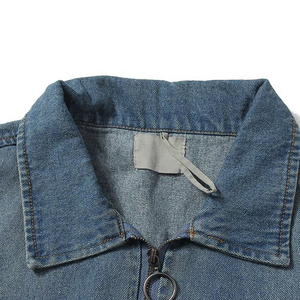 Men's <b>Denim</b> <b>Jacket</b> Casual Turn-down Collar Regular Fit Washed Cotton Zipper Closure Solid Color Autumn Style - Product Image 3