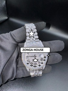 Fully Iced VVS1 Moissanite Diamond Luxury Elegant Sport Fashion Charm Analog Glass Stainless Steel 41mm <b>Automatic</b> Japanese Auto - Product Image 4