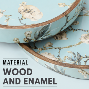 Juego de Bandejas Redondas de Madera Premium con Acabado Esmaltado, Bandeja Floral Hecha a Mano para Té, Café y Aperitivos, Decoración de Hogar de Lujo, Regalo Coleccionable - Product Image 4