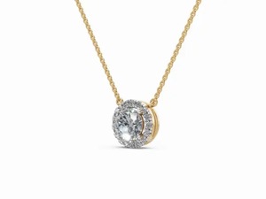 Collar con Colgante Halo de Diamantes Cultivados en Laboratorio de 0.814 Quilates, Corte Redondo, Círculo de Amor, 22 Piezas, Oro Amarillo, Rosa y Blanco de 9K, 14K y 18K - Product Image 6