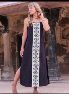 Vestido de Verano de Algodón para Mujer, Estilo Bohemio, Sin Mangas, Maxi Vestido con Panel Frontal Geométrico Étnico, para Cóctel o Fiesta - Product Image 2