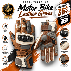 Guantes de Motocicleta de Cuero Ajustables, Impermeables, Transpirables, para Dedos Completos, Unisex, de Alta Calidad, Equipo de Protección - Product Image 1