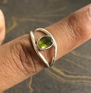 Romantic <b>Statement</b> <b>Ring</b> with Dainty Peridot Gemstone 925 Sterling <b>Silver</b> for Everyday Wear Jewelry - Product Image 4