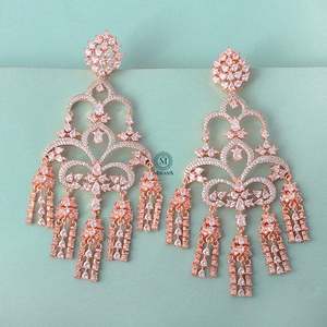 Molisha Designer Gold Plated Diamond Drop Earrings-Vintage Flower Chandbali for Party & Wedding - Product Image 5