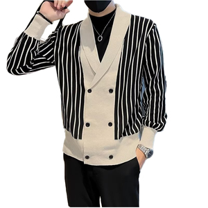 Men's Cotton Anti-Pilling Crew Double Breasted Long Sleeve Autumn Knitted <b>Cardigan</b> <b>Sweater</b> - Product Image 1