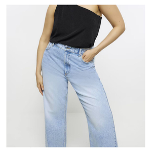 Women’s Vintage Wash Denim <b>Jeans</b> Premium Quality High Waist Straight Leg Fashion <b>Jeans</b> Wholesale OEM ODM Clothing Manufacturer - Product Image 4