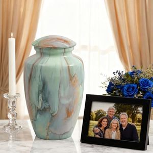 Imperial Adult Aluminum Memorial Funeral Urn Cremation <b>Ash</b> Storage <b>Keepsake</b> Featuring Refined Decorative Exterior Finish - Product Image 5