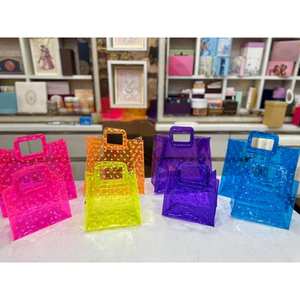 Bolsas de Compras de PVC Transparentes Personalizadas con Asa de Cuero, Bolsas de Regalo con Logotipos - Product Image 1