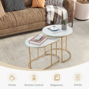 Modern Luxury Gold <b>Frame</b> Marble Top Nesting Coffee Tables Set Elegant Living Room Side Table Furniture Affordable Price - Product Image 4